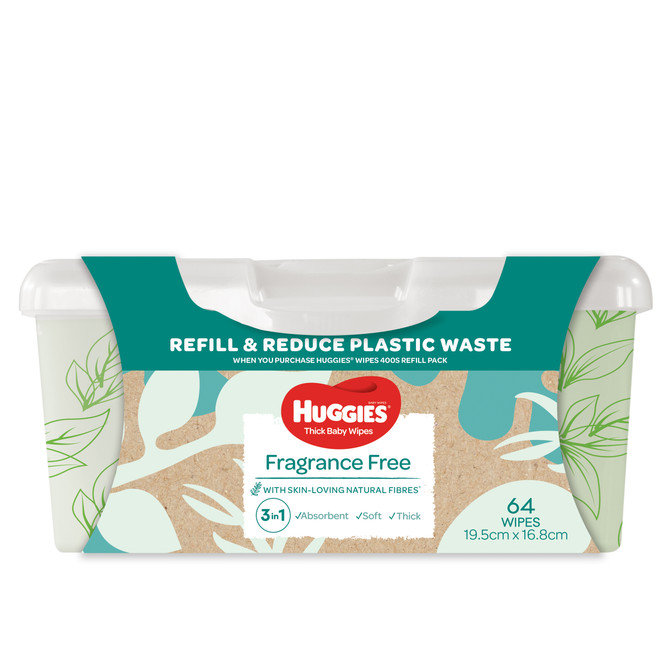 Huggies Refillable Baby Wipes Tub 64 Pack