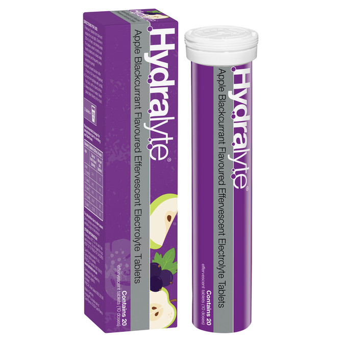 Hydralyte Effervescent Electrolyte Tablets Apple Blackcurrent Flavoured 20 Tablets