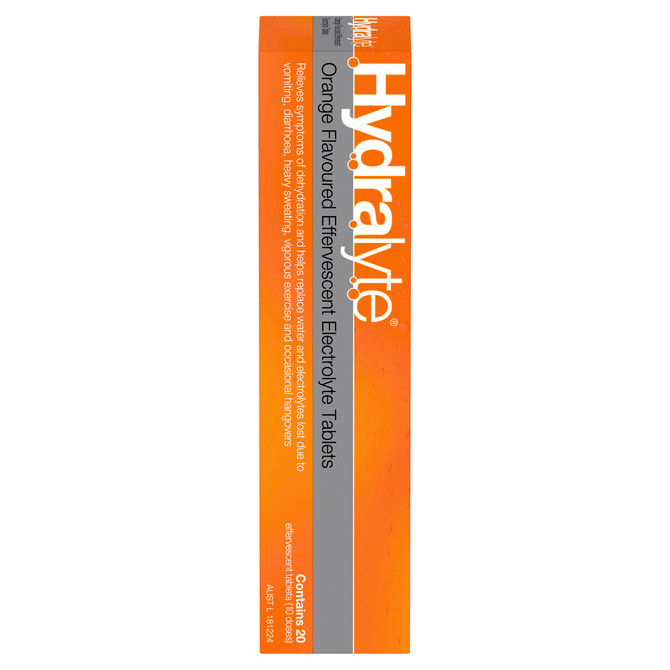 Hydralyte Effervescent Electrolyte Tablets Orange Flavoured 20 Tablets