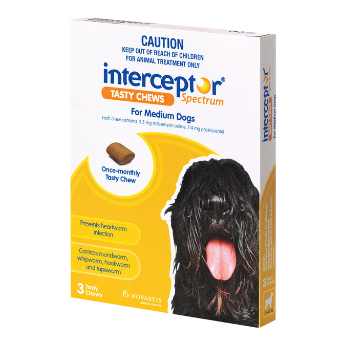 Interceptor Tasty Chews For Medium Dogs (11-22kg) 3 Pack