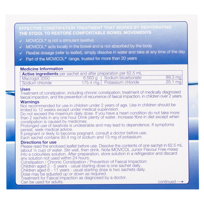 Movicol Junior Flavour Free 6.9g x 30 Sachets