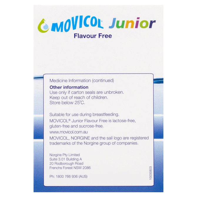 Movicol Junior Flavour Free 6.9g x 30 Sachets