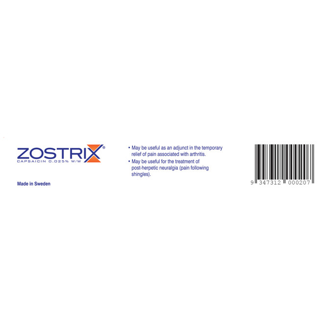ZOSTRIX capsaicin 0.025%w/w cream tube 45g