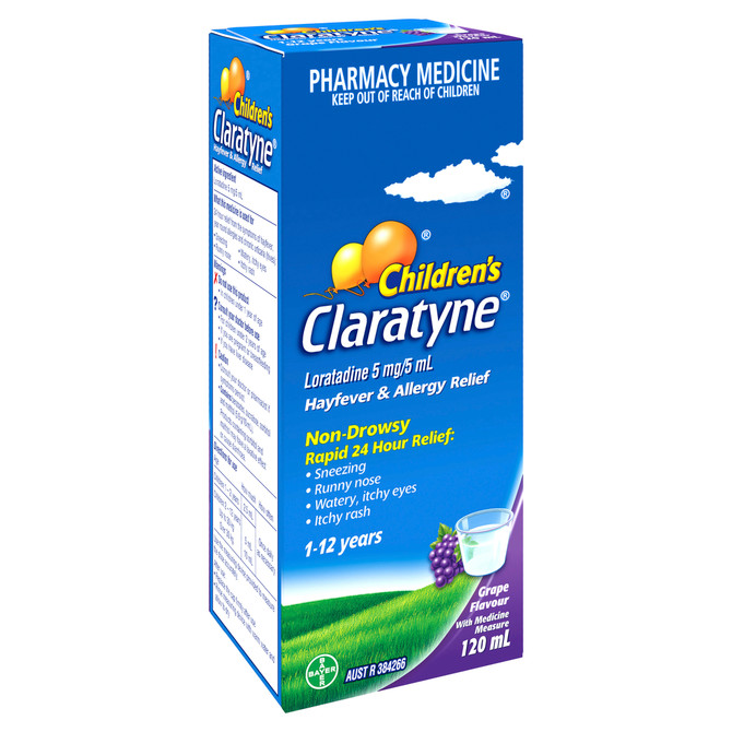 Children's Claratyne Allergy & Hayfever Relief Syrup Grape Flavour 120mL