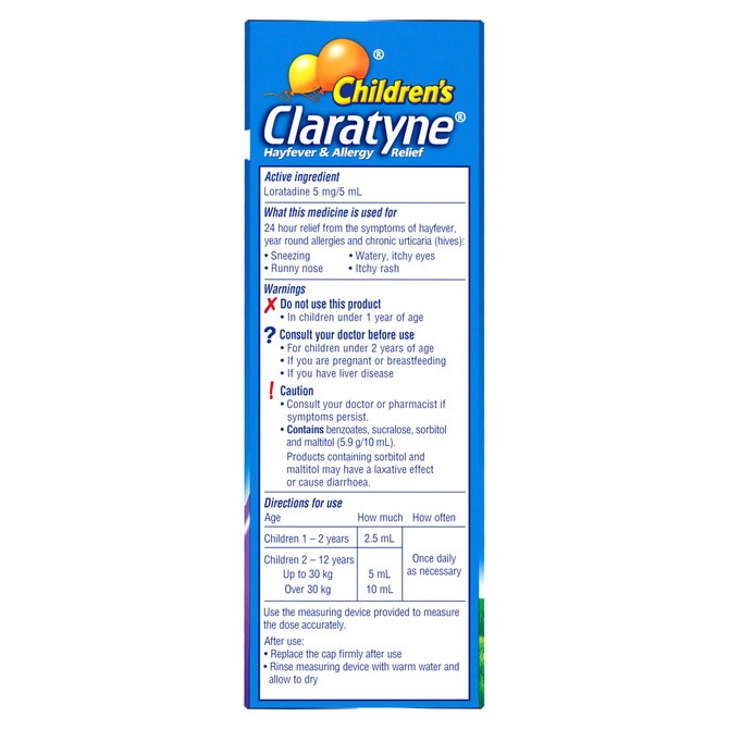 Children's Claratyne Allergy & Hayfever Relief Syrup Grape Flavour 120mL