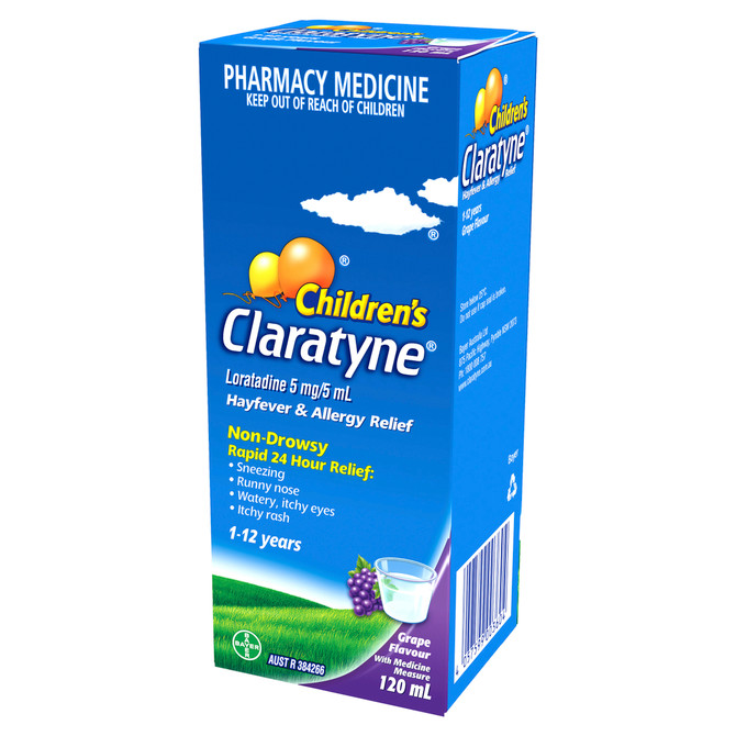 Children's Claratyne Allergy & Hayfever Relief Syrup Grape Flavour 120mL