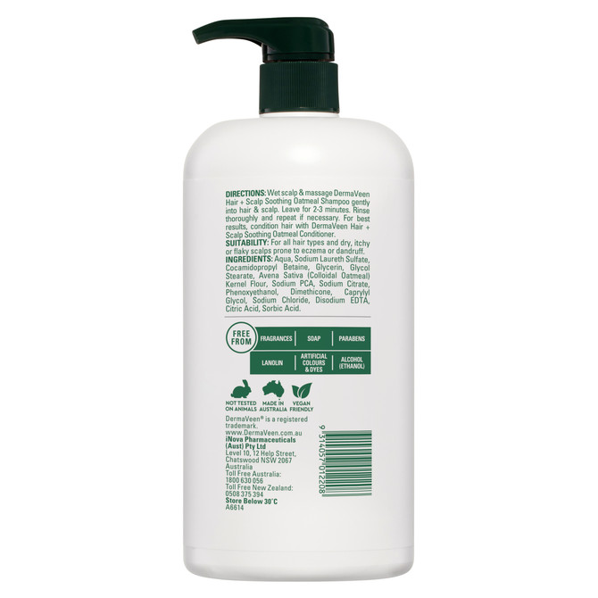 DermaVeen Hair + Scalp Soothing Oatmeal Shampoo 1L