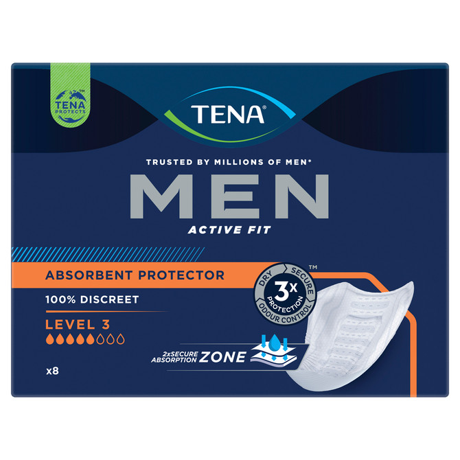 TENA Men Active Fit Absorbent Protector Level 3 Super 8 Pack
