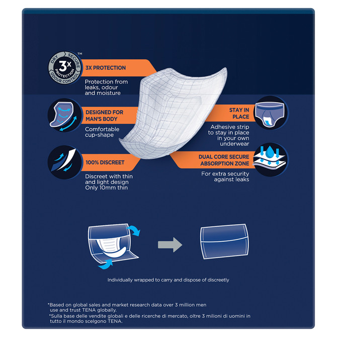 TENA Men Active Fit Absorbent Protector Level 3 Super 8 Pack