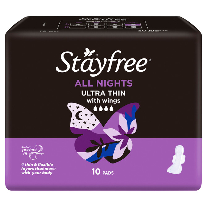 Stayfree Ultra Thin All Nights Pads With Wings 10 Pack