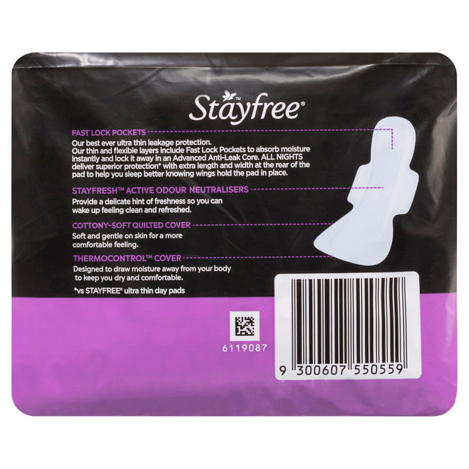 Stayfree Ultra Thin All Nights Pads With Wings 10 Pack