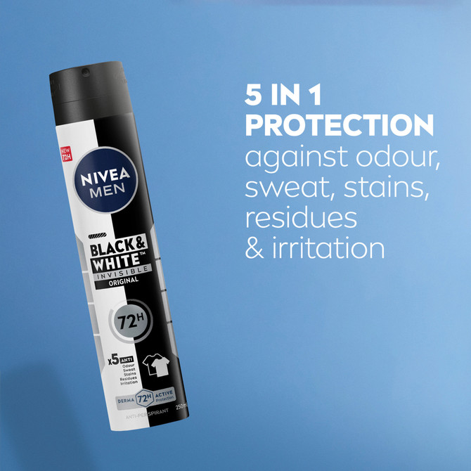 NIVEA MEN Black & White Invisible Original Anti-Perspirant Aerosol 250ml