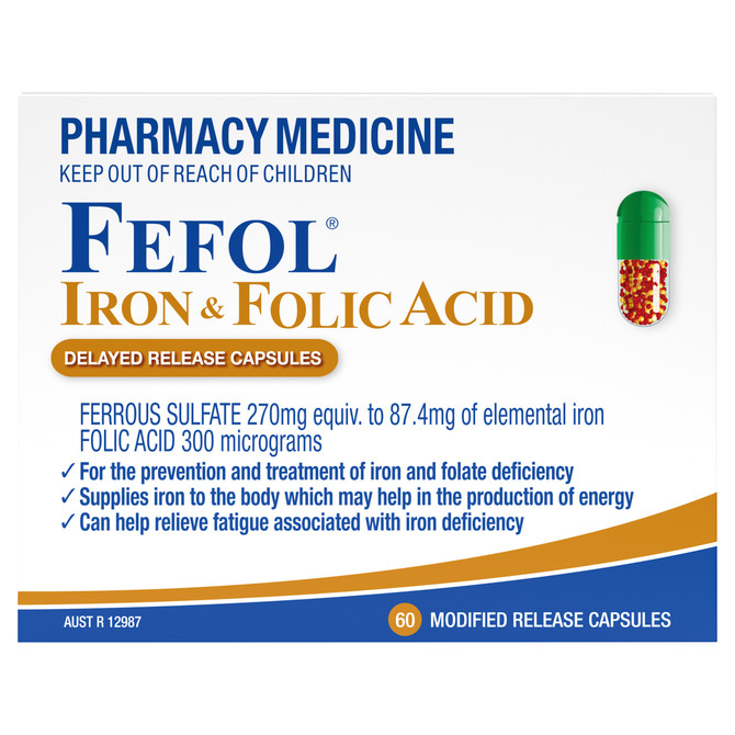 FEFOL IRON & FOLIC ACID CAPSULES 60s