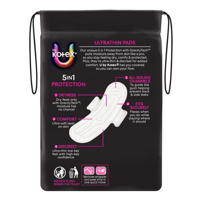 U by Kotex Ultrathin Pads Super with Wings 12 Pack