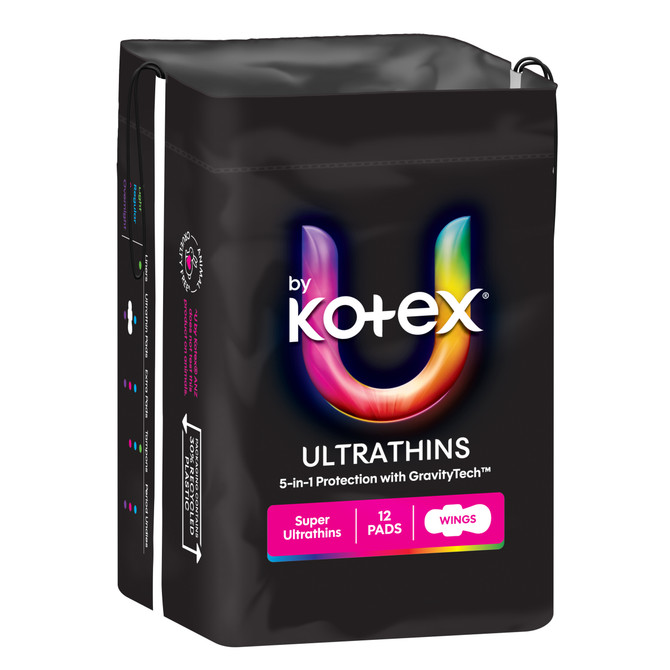 U by Kotex Ultrathin Pads Super with Wings 12 Pack