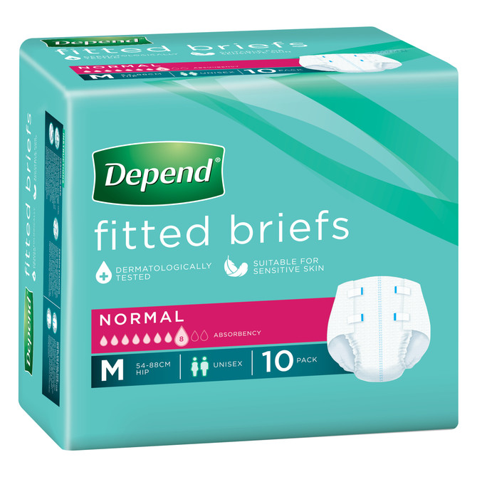 Depend Incontinence Fitted Briefs Unisex Normal Medium 10 Pack