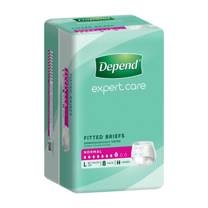 Depend Incontinence Fitted Briefs Unisex Normal Large 8 Pack