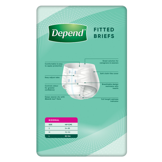 Depend Incontinence Fitted Briefs Unisex Normal Large 8 Pack