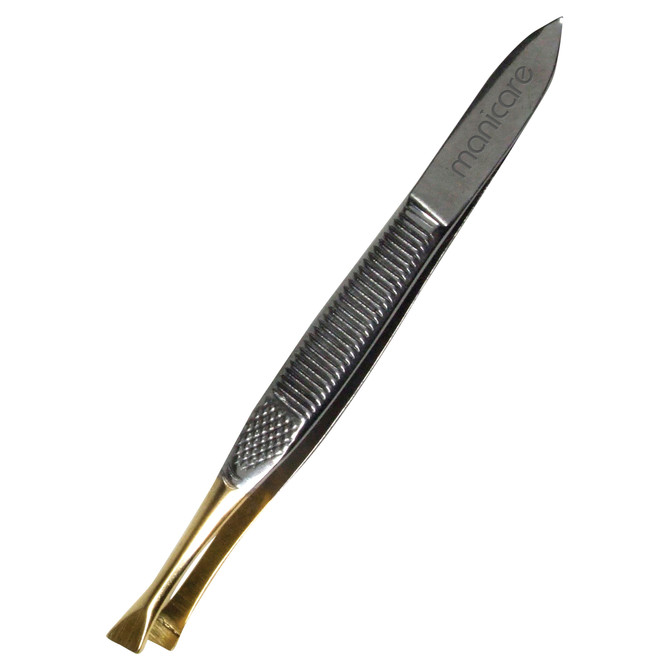 Manicare Slant Tweezers, Gold Tipped 