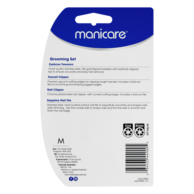Manicare Grooming Set, Manicure and Pedicure, 4 PCE 
