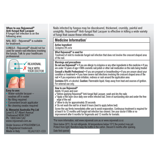 Rejuvenail® Anti-Fungal Nail Lacquer 6.6mL 