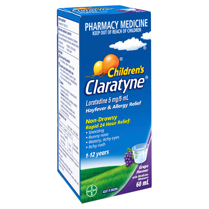 Children's Claratyne Allergy & Hayfever Relief Syrup Grape Flavour 60mL