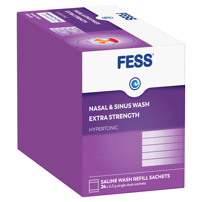 FESS Nasal & Sinus Wash Extra Strength Saline Wash Refill Sachets 24 x 6.3g