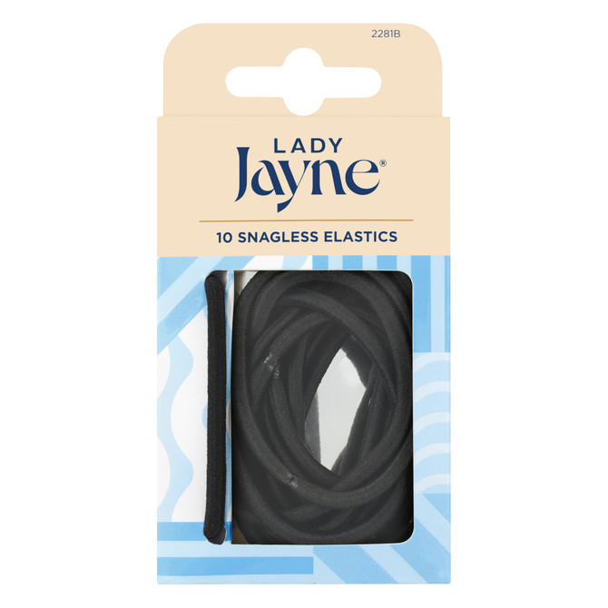 Lady Jayne Black Snagless Thick Elastics - Pk10