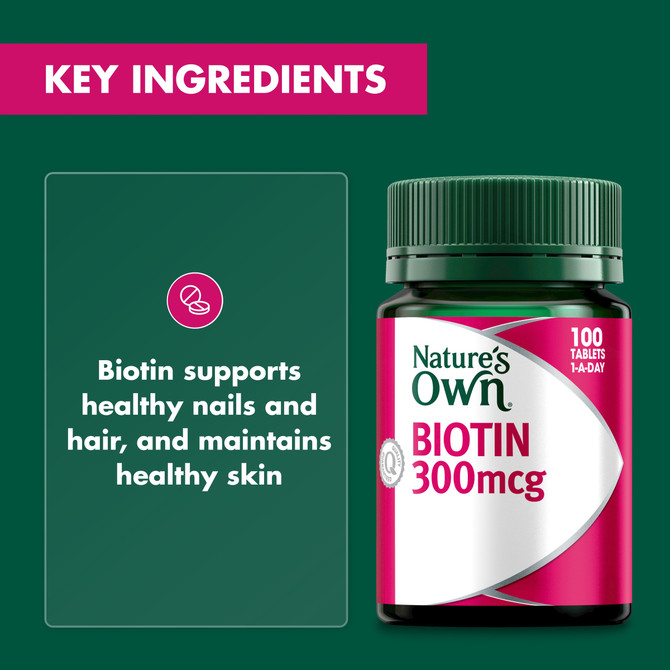 Nature’s Own Biotin 300mcg 100 Tablets
