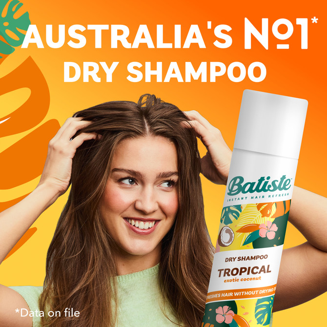 Batiste Tropical Dry Shampoo | Coconut Fragrance | Instant Hair Refresh | 200 mL