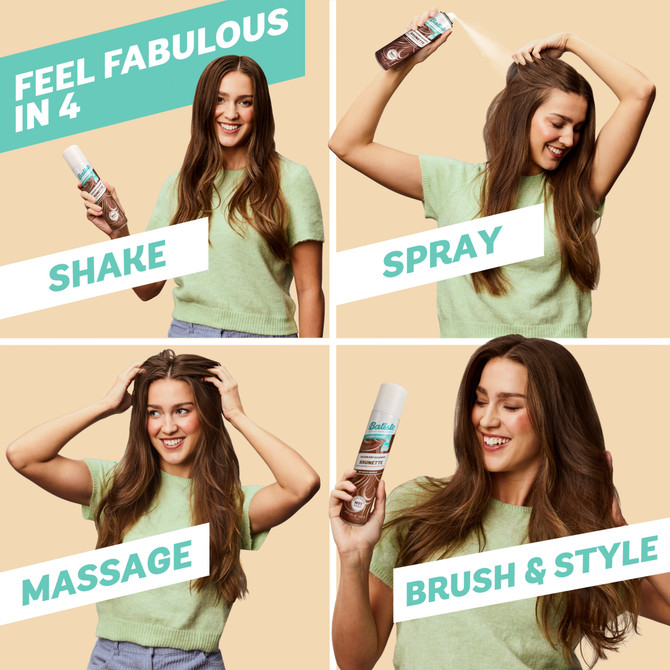 Batiste Brunette Dry Shampoo |Peach & Vanilla Praline Fragrance | Tinted Formula |No white residue | 200mL