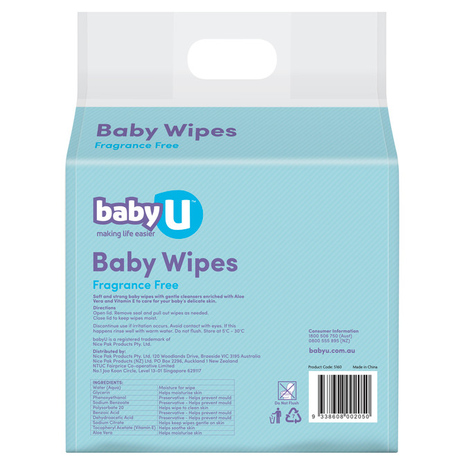 babyU Baby Wipes 240 Pack