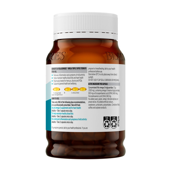 Blackmores Omega Triple Super Strength Fish Oil 150 Capsules