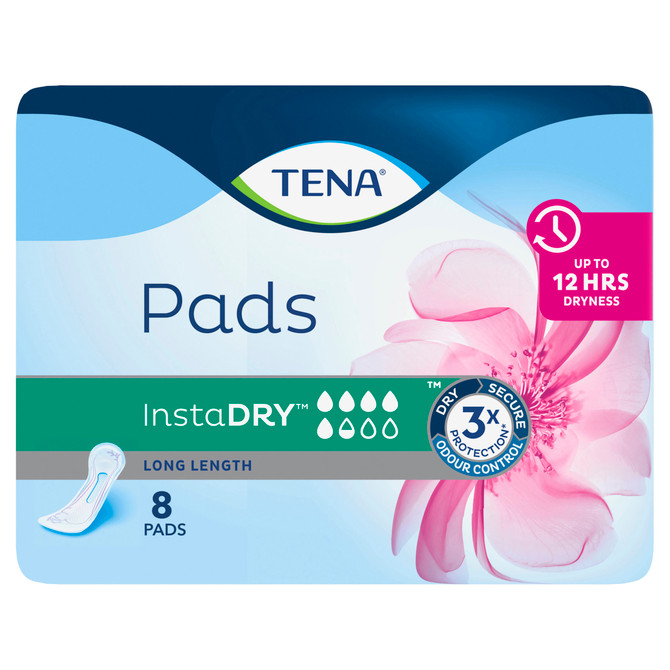 TENA Pads InstaDRY™ Long Length 8 Pack
