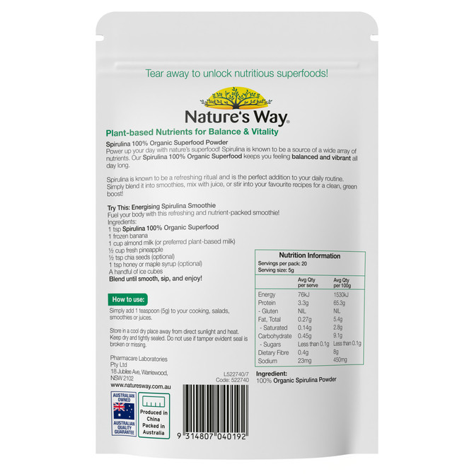 Nature's Way Superfoods Spirulina 100g