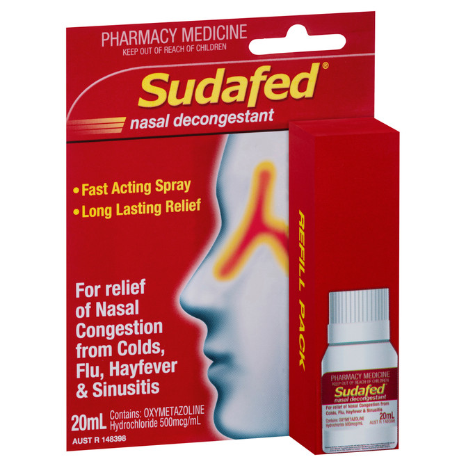 Sudafed Nasal Decongestant Spray Refill 20mL