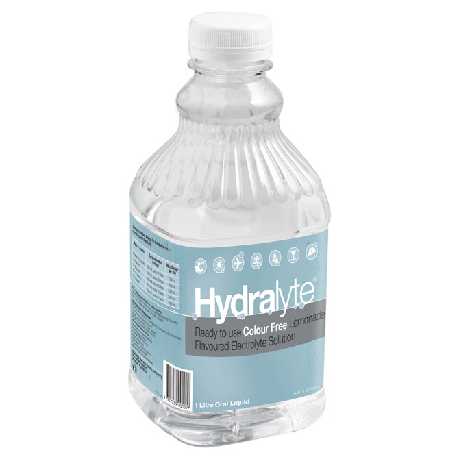 Hydralyte Ready to use Electrolyte Solution Colour Free Lemonade Flavoured 1L