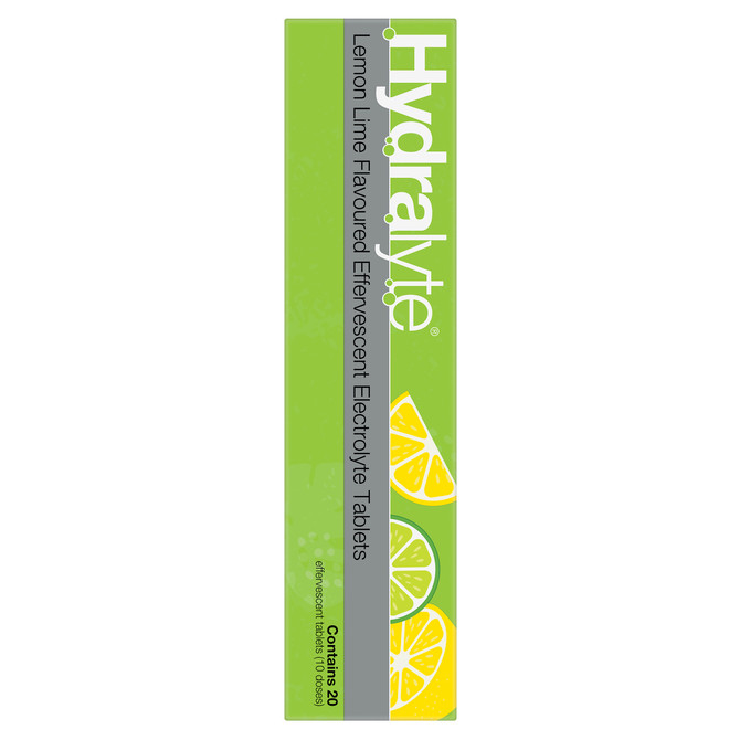 Hydralyte Effervescent Electrolyte Tablets Lemon Lime Flavoured 20 Tablets