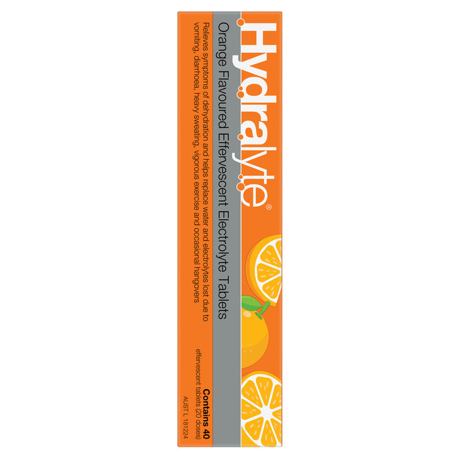 Hydralyte Effervescent Electrolyte Tablets Orange Flavoured 40 Tablets