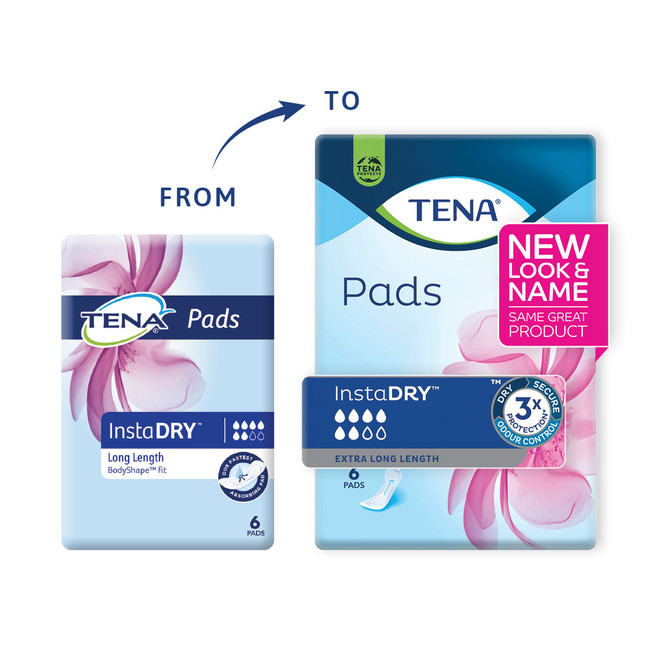 TENA Pads InstaDRY™ Extra Long Length 6 Pack