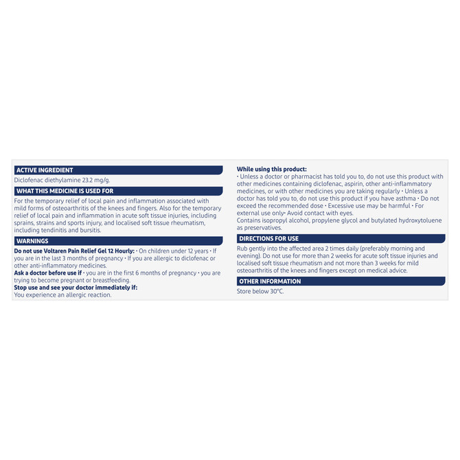 Voltaren Pain Relief Gel 12 Hourly 100g
