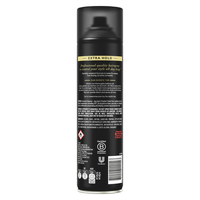 TRESemmé Hairspray for a humidity-resistant, flexible hold Extra Hold water-free styling spray 360 g