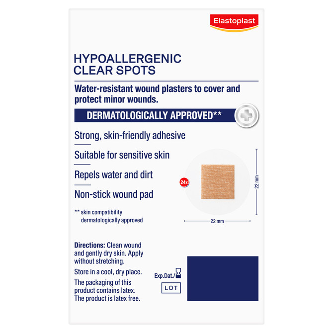 Elastoplast Hypoallergenic Clear Spots 24 Pack