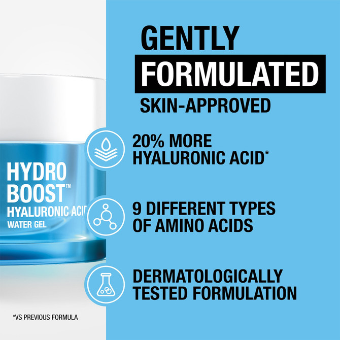 Neutrogena® Hydro Boost® Hyaluronic Acid Water Gel Moisturiser – Lightweight, Intense Hydration Face Gel with Amino Acids & Electrolytes (50g)