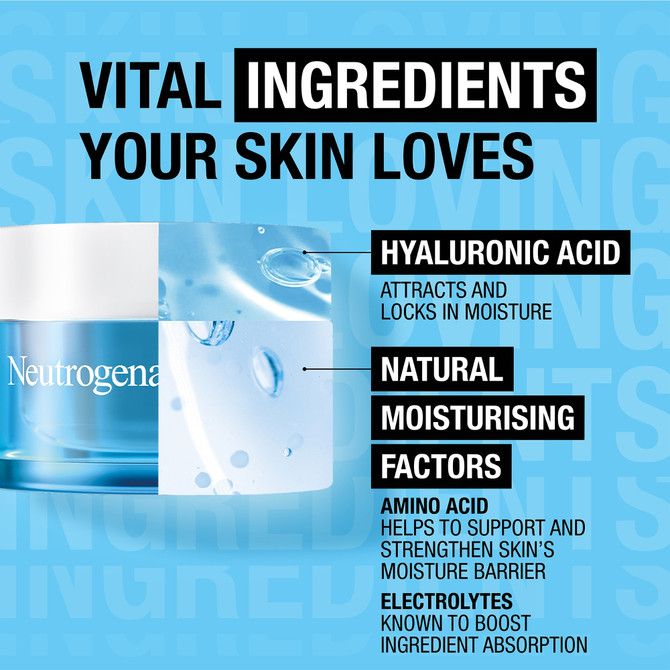Neutrogena® Hydro Boost® Hyaluronic Acid Water Gel Moisturiser – Lightweight, Intense Hydration Face Gel with Amino Acids & Electrolytes (50g)