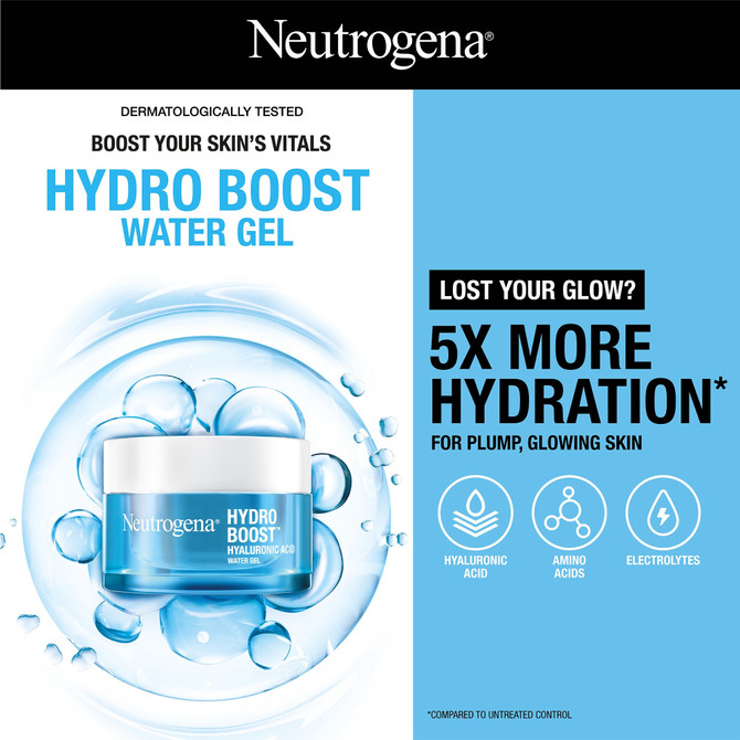 Neutrogena® Hydro Boost® Hyaluronic Acid Water Gel Moisturiser – Lightweight, Intense Hydration Face Gel with Amino Acids & Electrolytes (50g)