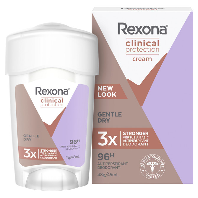 Rexona Women Clinical Protection Antiperspirant deodorant cream Gentle Dry for 3x stronger protection* 45 mL