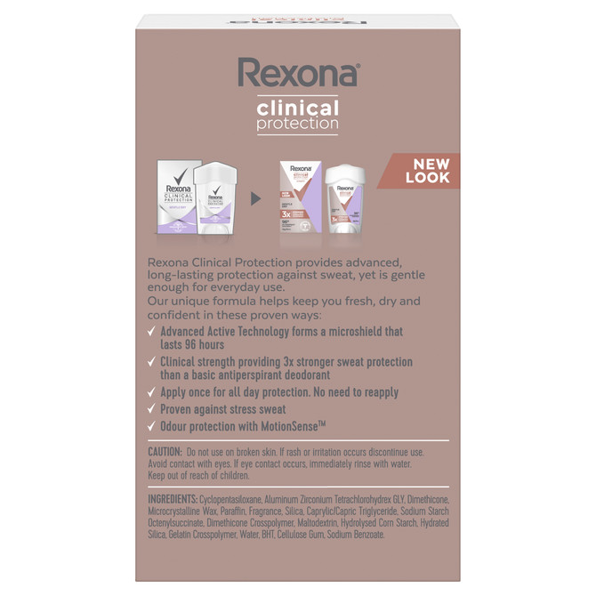 Rexona Women Clinical Protection Antiperspirant deodorant cream Gentle Dry for 3x stronger protection* 45 mL