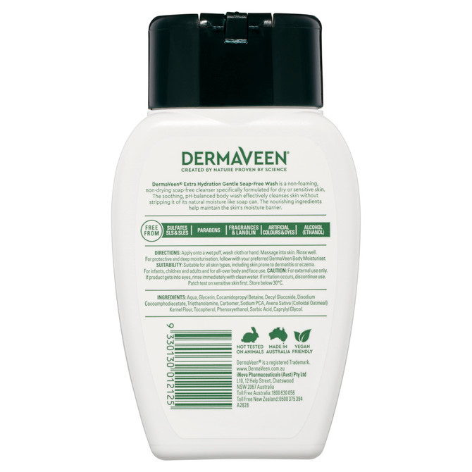 DermaVeen Extra Hydration Gentle Soap-Free Wash for Extra Dry, Itchy & Sensitive Skin 250mL