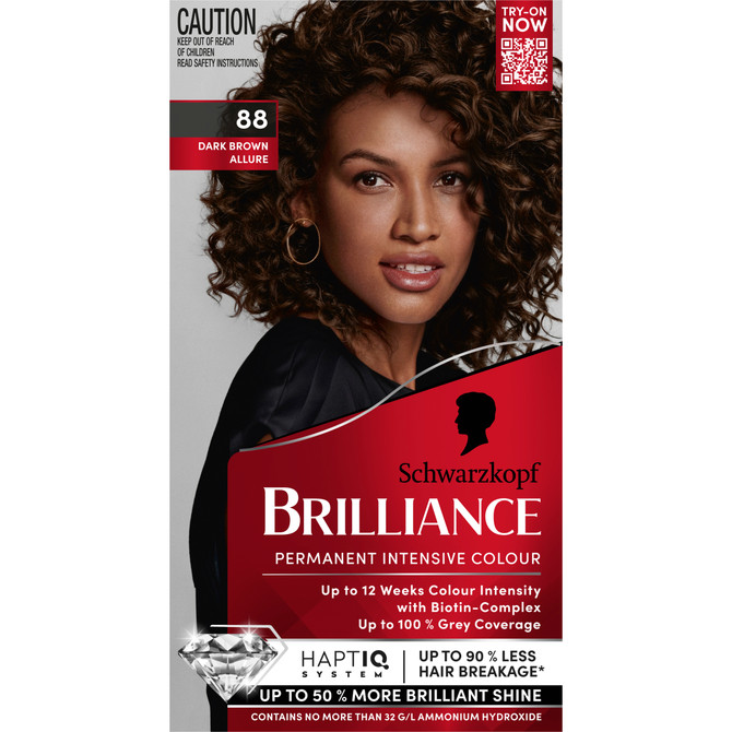 Schwarzkopf Brilliance Brown Hair Dye 88 Dark Brown Allure Permanent Each
